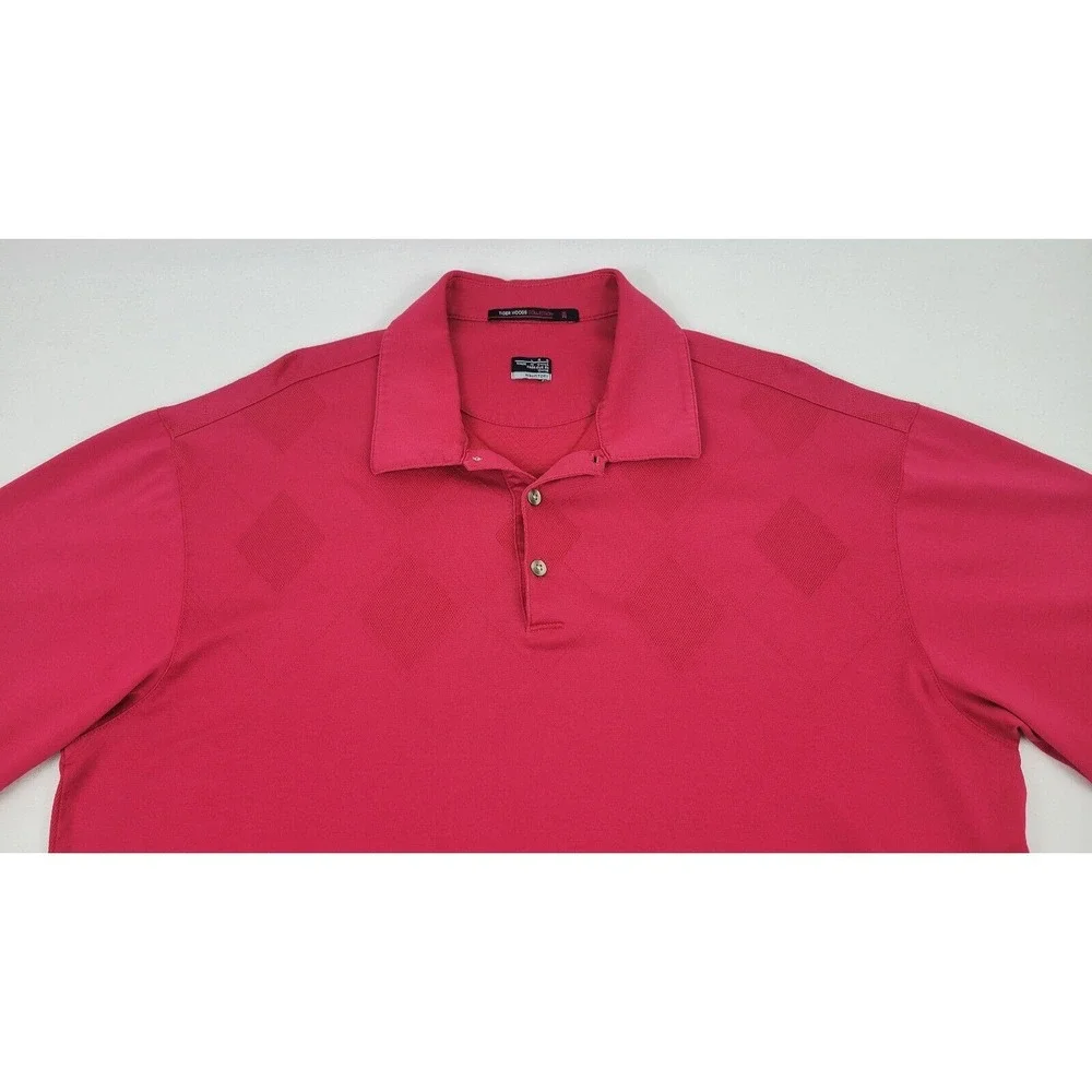 Tiger Woods Collection Nike Fit Dry Golf Polo Shirt Mens Large Red Diamond Check